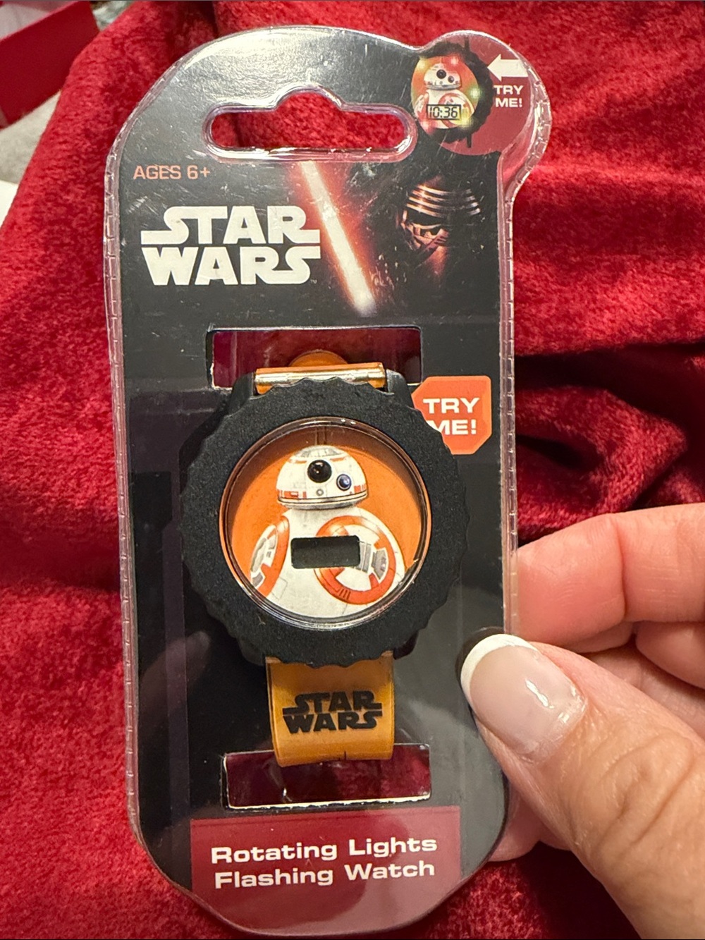 Star Wars BB-8 Orange Black Rotating Lights vintage watch inopened needs battery